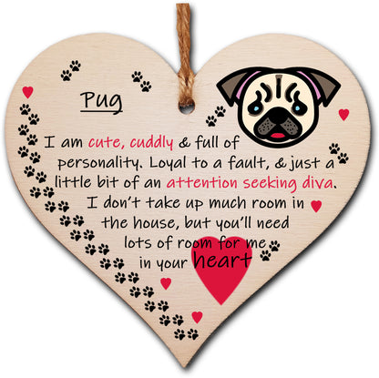 Handmade Wooden Hanging Heart Plaque Gift Perfect for Dog Lovers Pet Keepsake Novelty Decoration