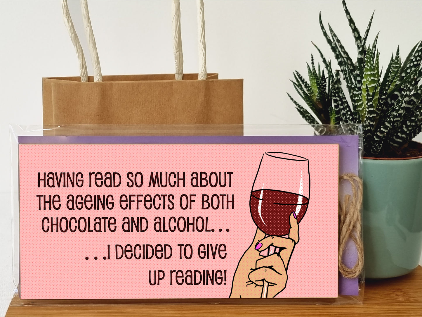 Handmade Wooden Hanging Wall Plaque Read About Ageing Effects of Alcohol Give Up Reading Funny Novelty Wine Lovers