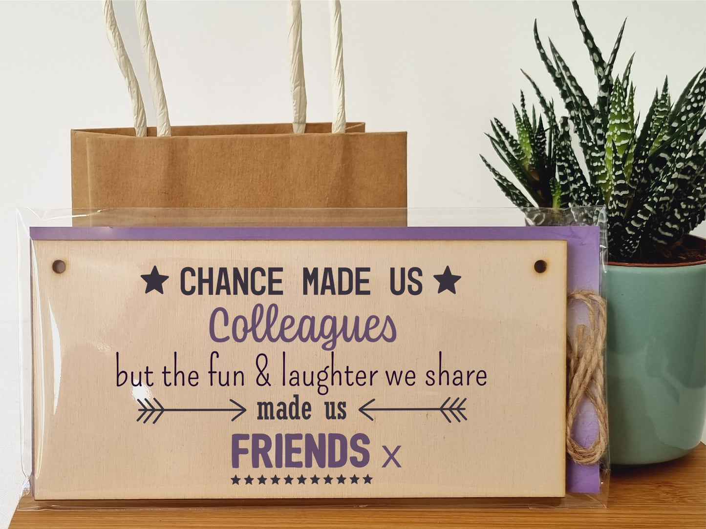 Handmade Wooden Hanging Wall Plaque Chance Made Us Colleagues Fun and Laughter Friends Workmate Leaving Gift