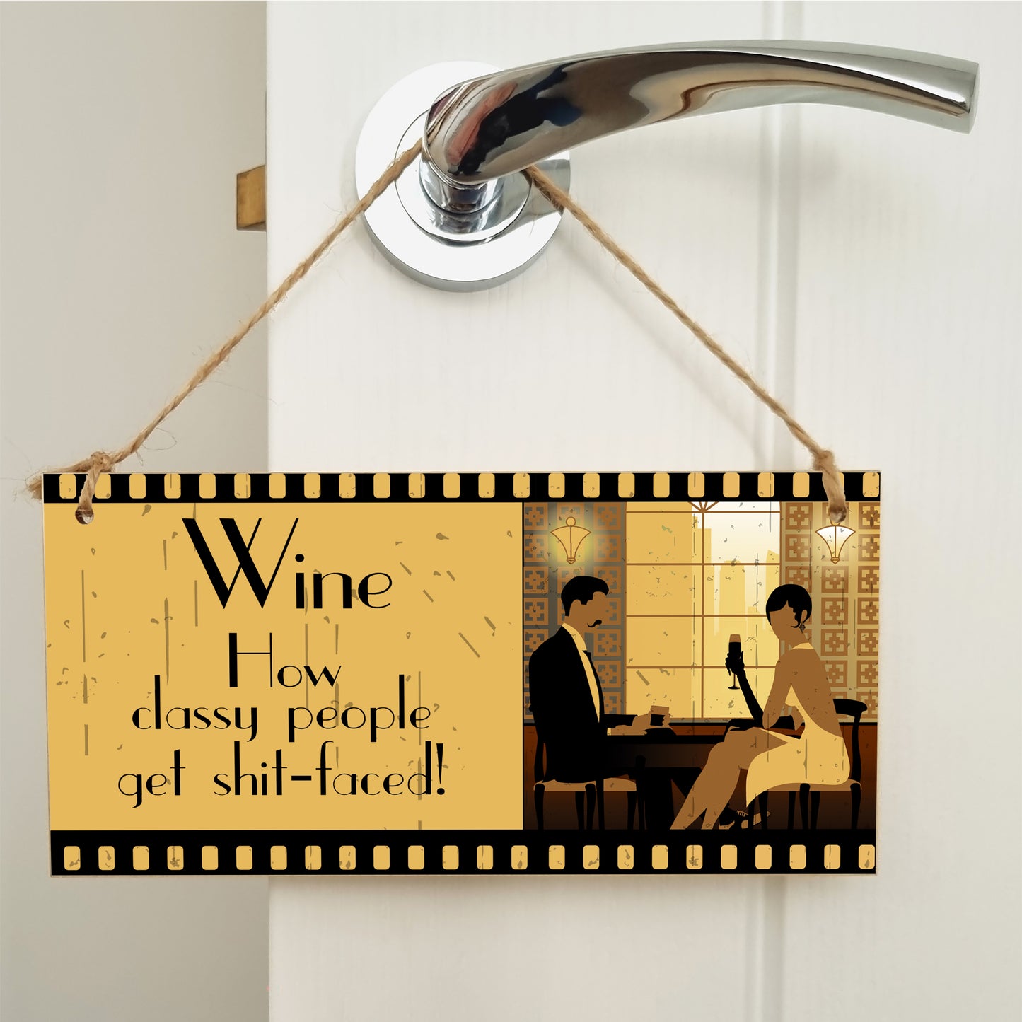 Handmade Wooden Hanging Wall Plaque Wine How Classy People Get Drunk Pun Novelty Sign for Home Bar Kitchen