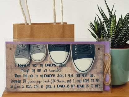 Handmade Wooden Hanging Wall Plaque Wear My Dad's Shoes Great Dad To Me Sentimental Sign Father's Day Gift