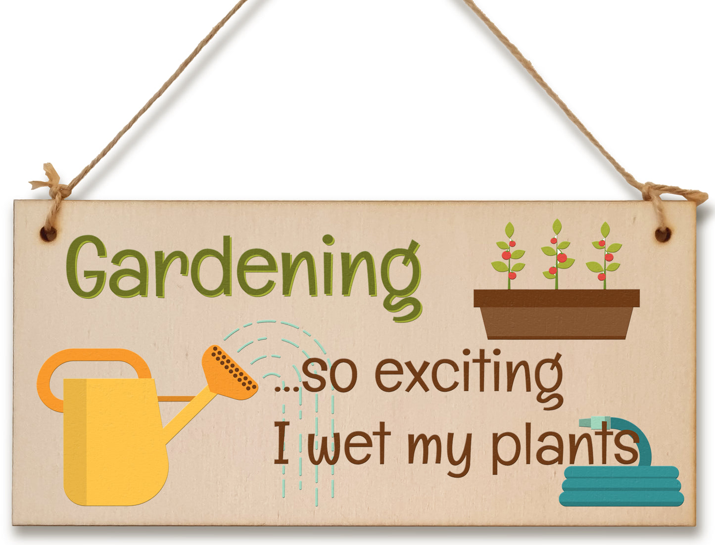 Handmade Wooden Hanging Wall Plaque Gardening So Exciting I Wet my Plants Joke Rude Sign for Gardeners