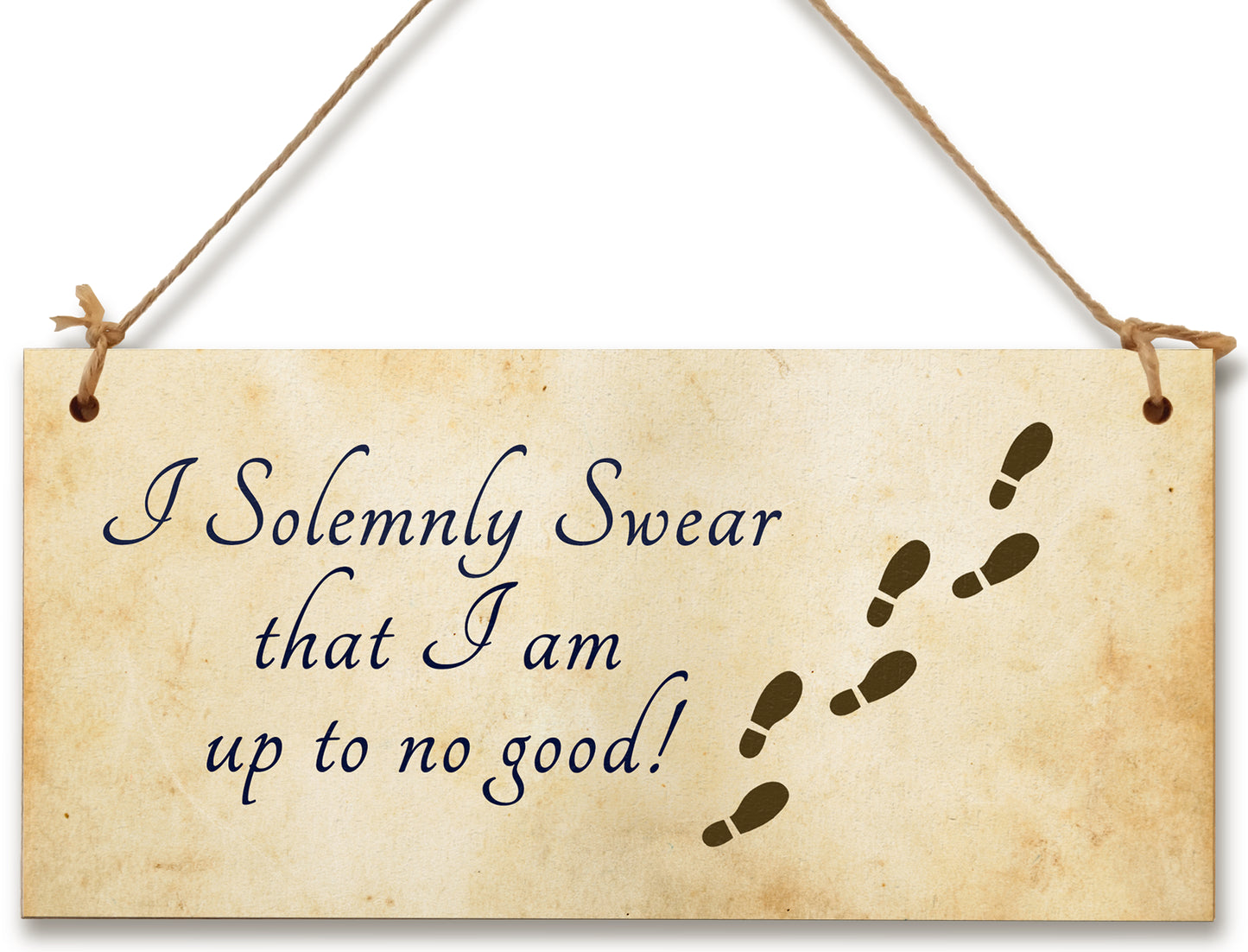 Handmade Wooden Hanging Wall Plaque I Solemnly Swear Up to No Good Fun Sign the Wizarding World