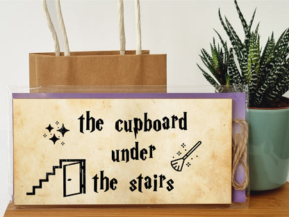 Handmade Wooden Hanging Wall Plaque the cupboard under the stairs Fun Sign the Wizarding World Hang in Cupboard