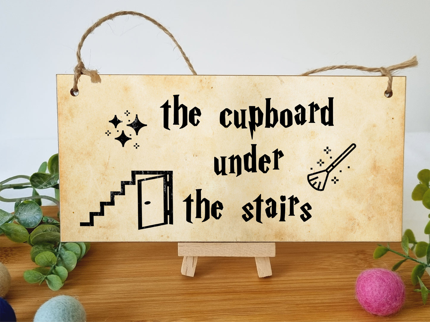 Handmade Wooden Hanging Wall Plaque the cupboard under the stairs Fun Sign the Wizarding World Hang in Cupboard