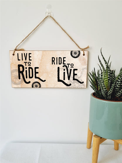 Handmade Wooden Hanging Wall Plaque Ride to Live Motorbike Enthusiast Bike Harley Decorative Sign Man Cave Garage