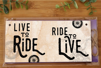 Handmade Wooden Hanging Wall Plaque Ride to Live Motorbike Enthusiast Bike Harley Decorative Sign Man Cave Garage