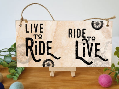 Handmade Wooden Hanging Wall Plaque Ride to Live Motorbike Enthusiast Bike Harley Decorative Sign Man Cave Garage