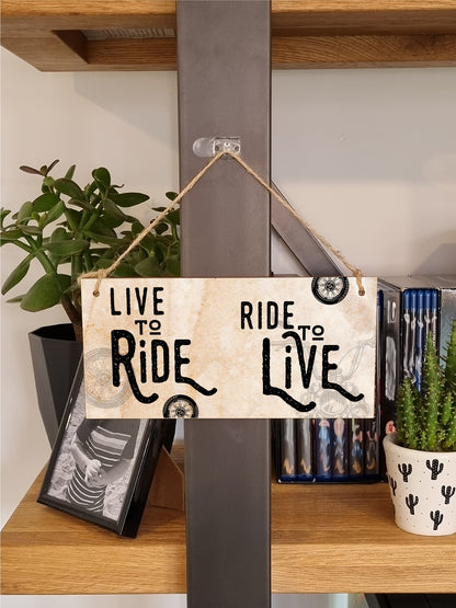 Handmade Wooden Hanging Wall Plaque Ride to Live Motorbike Enthusiast Bike Harley Decorative Sign Man Cave Garage