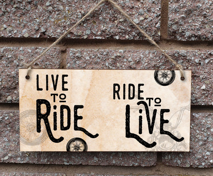 Handmade Wooden Hanging Wall Plaque Ride to Live Motorbike Enthusiast Bike Harley Decorative Sign Man Cave Garage