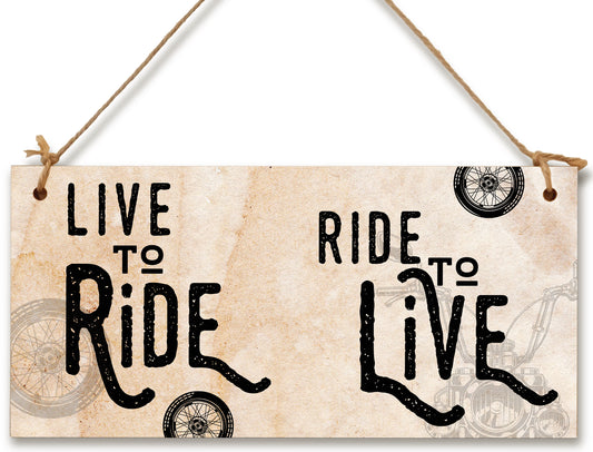 Handmade Wooden Hanging Wall Plaque Ride to Live Motorbike Enthusiast Bike Harley Decorative Sign Man Cave Garage