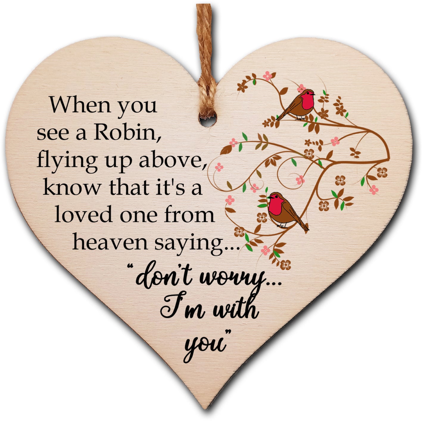 Handmade Wooden Hanging Heart Plaque Gift to Remember Lost Loved Ones