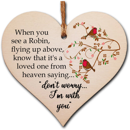 Handmade Wooden Hanging Heart Plaque Gift to Remember Lost Loved Ones