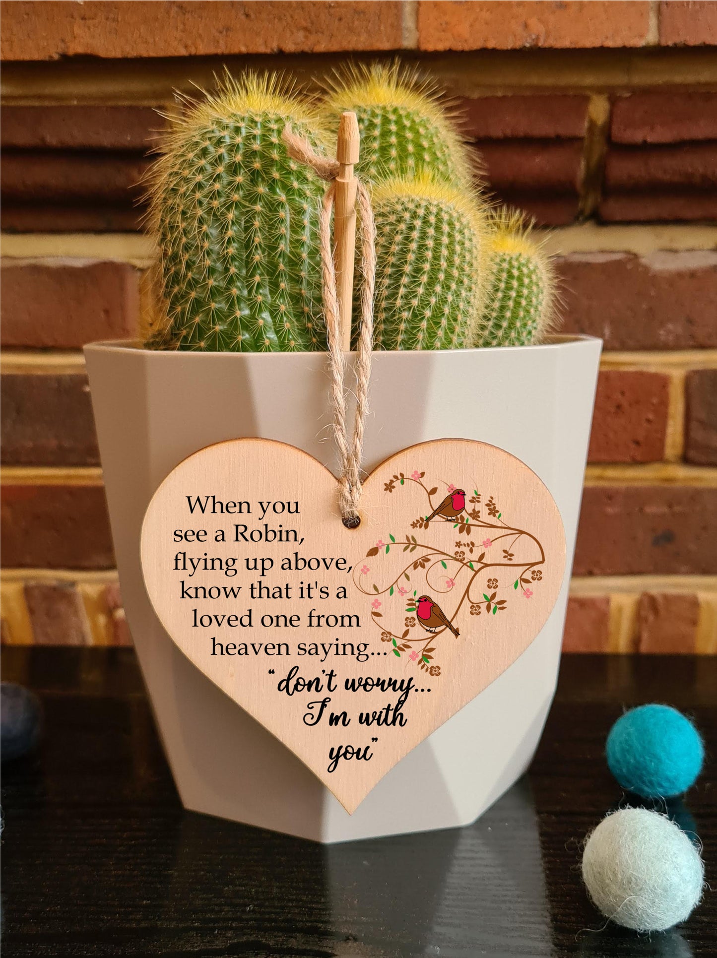 Handmade Wooden Hanging Heart Plaque Gift to Remember Lost Loved Ones