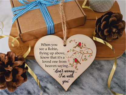 Handmade Wooden Hanging Heart Plaque Gift to Remember Lost Loved Ones