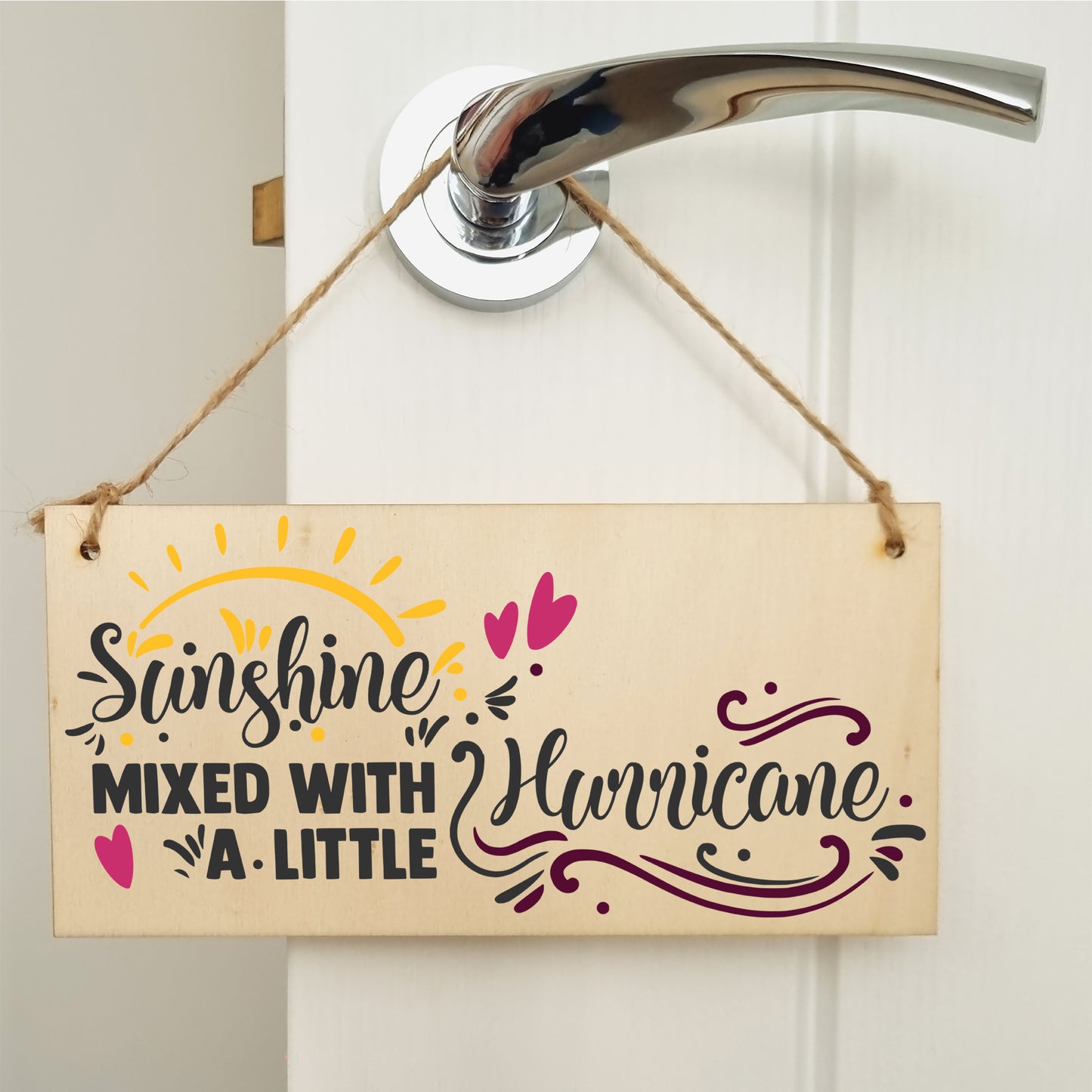 Handmade Wooden Hanging Wall Plaque Sunshine Mixed with a Little Hurricane Decorative Friendship Gift Sassy Queen