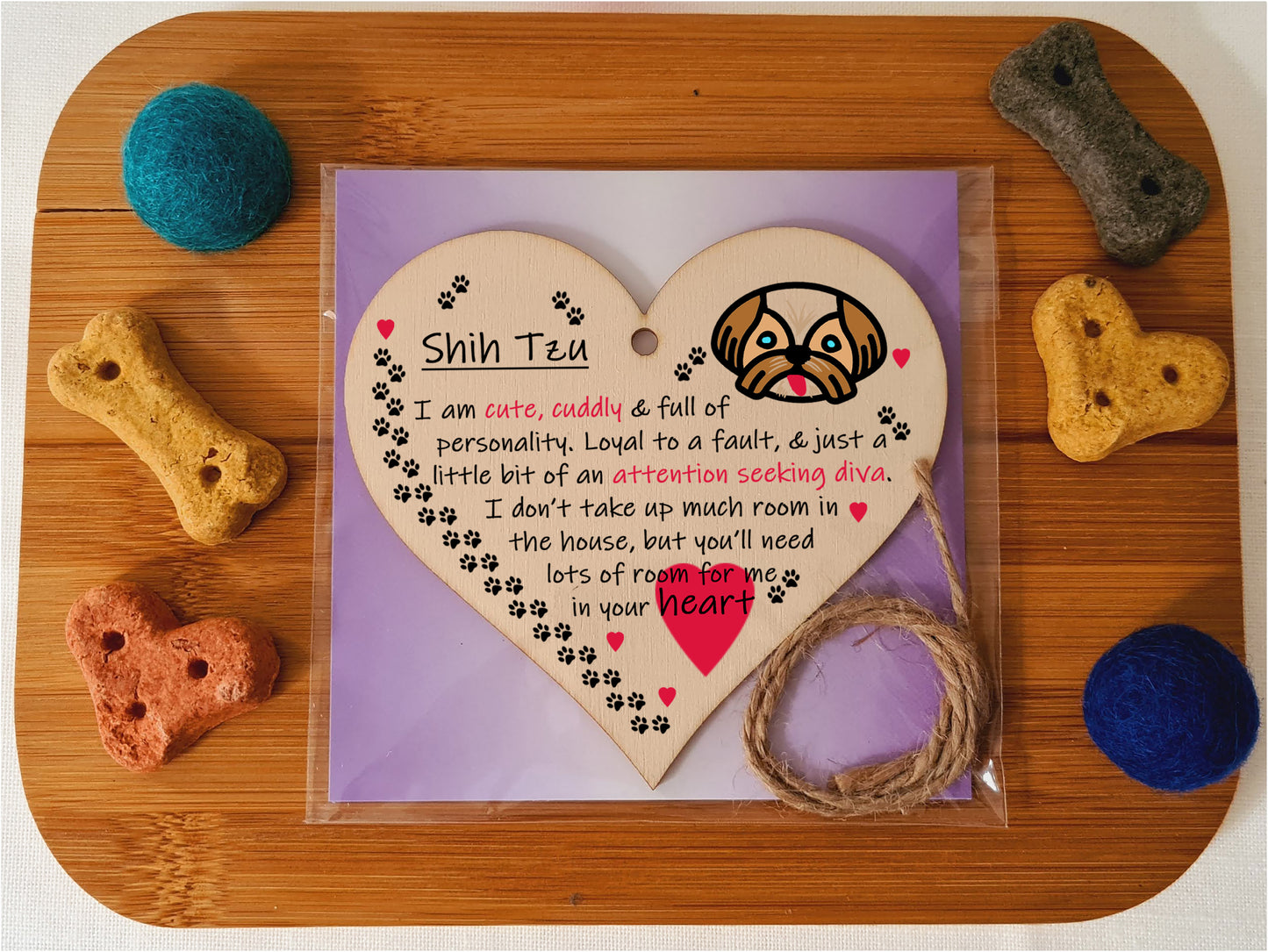 Handmade Wooden Hanging Heart Plaque Gift Perfect for Dog Lovers Pet Keepsake Novelty Decoration