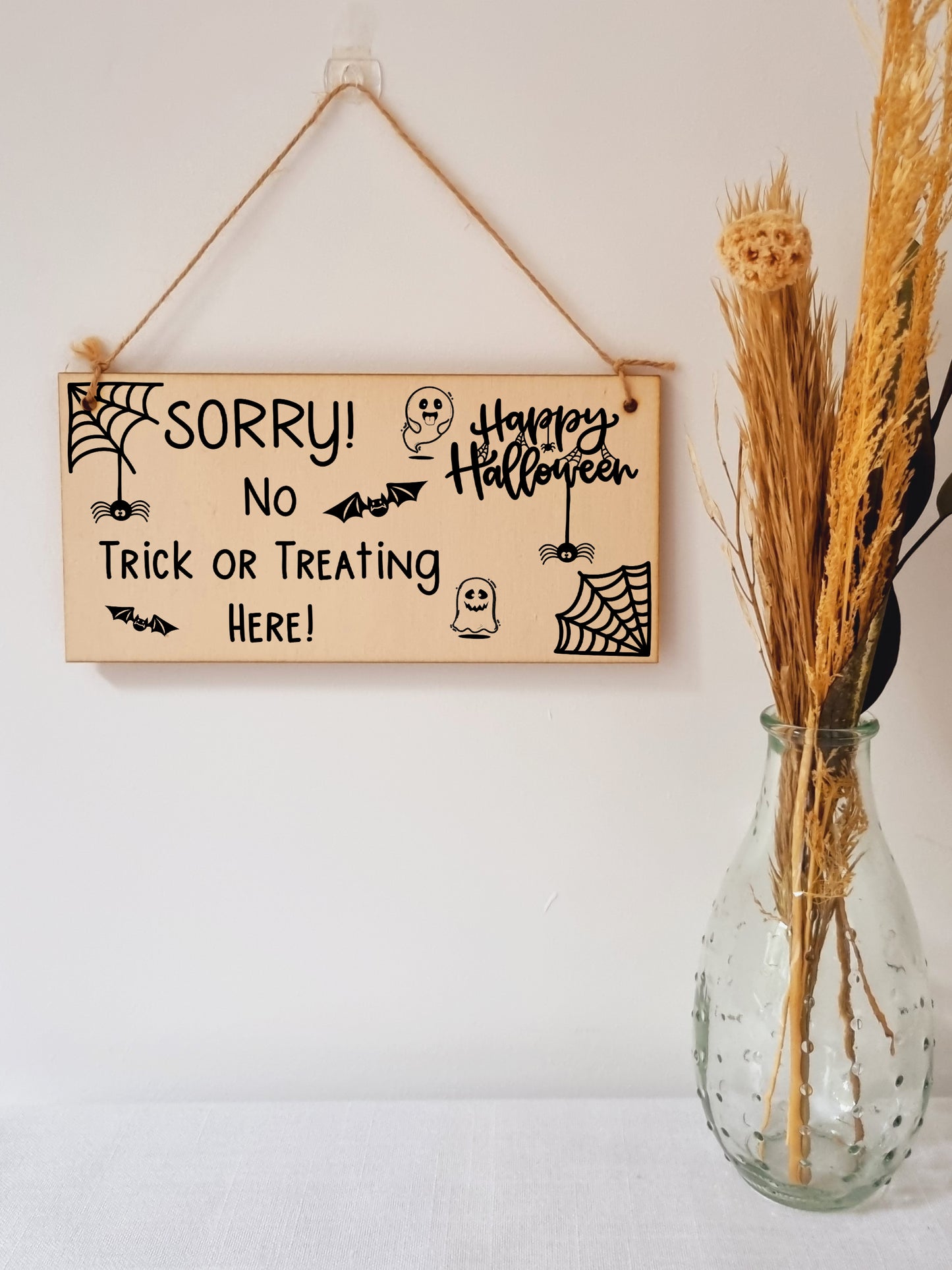 No Trick Or Treating Here Sorry Happy Halloween Do Not Disturb Sign Handmade Wooden Hanging Wall Plaque Gift Hallway Home Décor