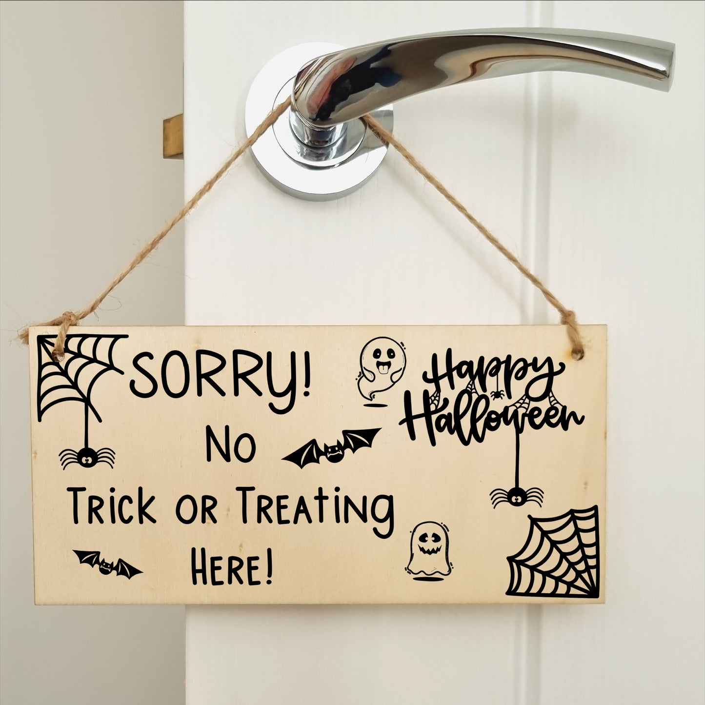 No Trick Or Treating Here Sorry Happy Halloween Do Not Disturb Sign Handmade Wooden Hanging Wall Plaque Gift Hallway Home Décor