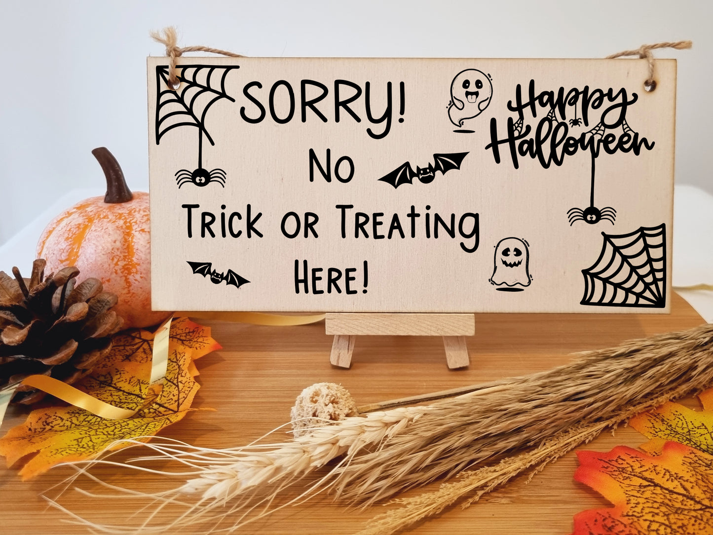 No Trick Or Treating Here Sorry Happy Halloween Do Not Disturb Sign Handmade Wooden Hanging Wall Plaque Gift Hallway Home Décor