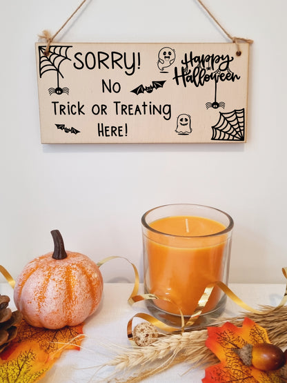 No Trick Or Treating Here Sorry Happy Halloween Do Not Disturb Sign Handmade Wooden Hanging Wall Plaque Gift Hallway Home Décor