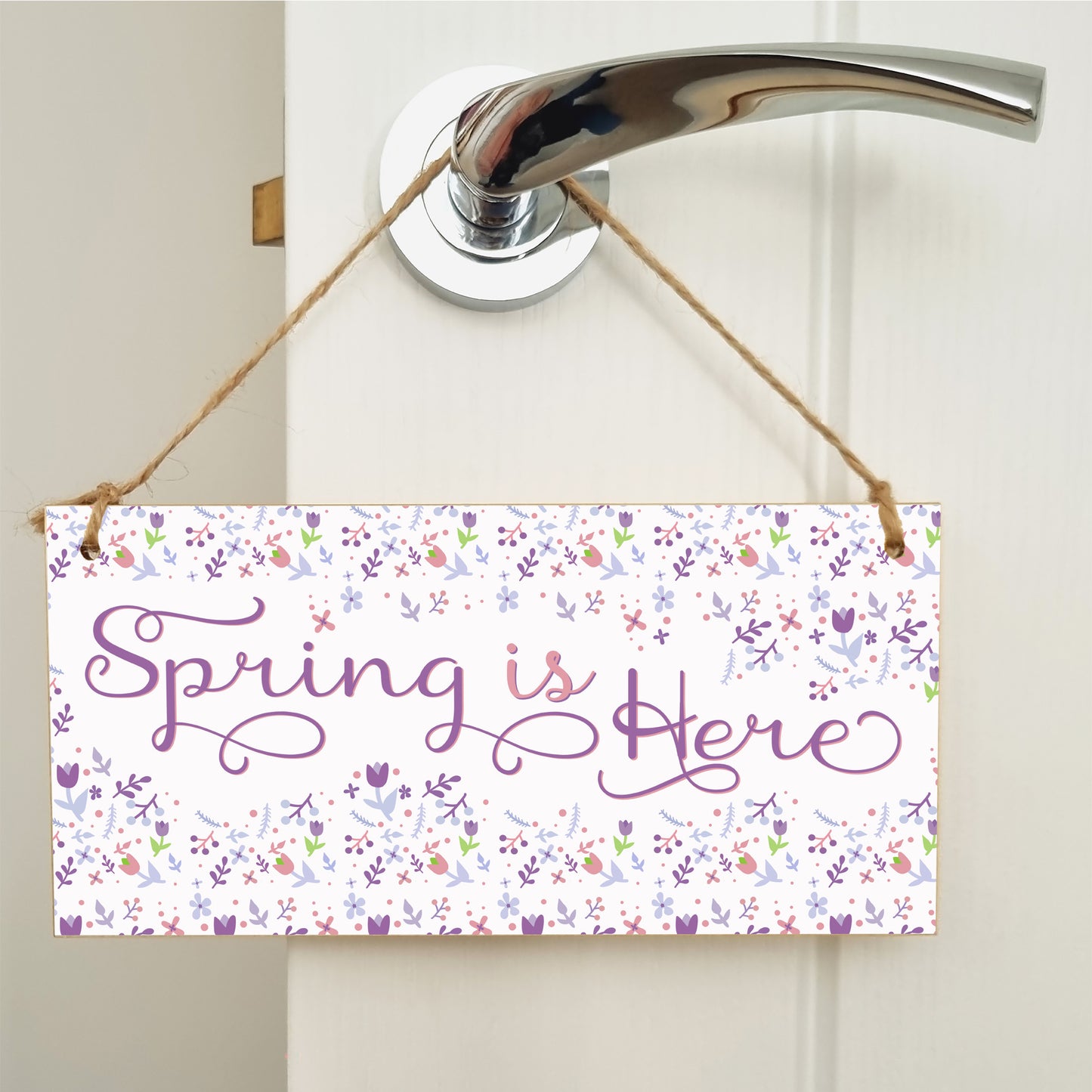 Handmade Wooden Hanging Wall Plaque Spring is Here Cute Fun Easter Sign Springtime Garden Kitchen Decoration