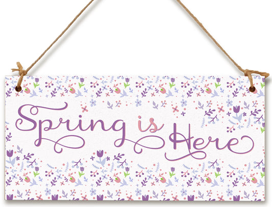 Handmade Wooden Hanging Wall Plaque Spring is Here Cute Fun Easter Sign Springtime Garden Kitchen Decoration