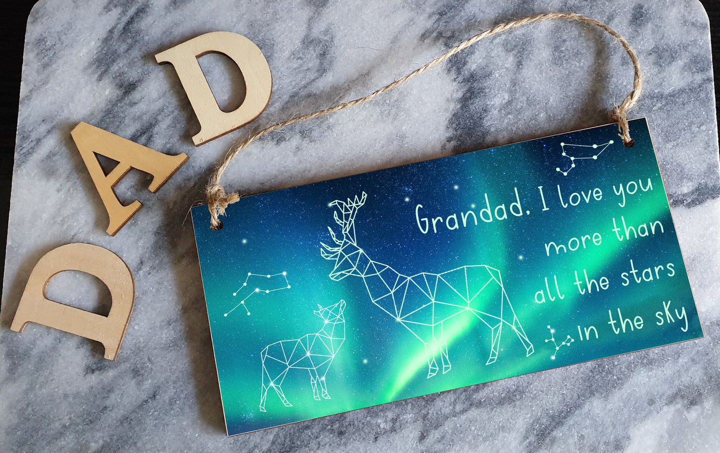 Handmade Wooden Hanging Wall Plaque Grandad Love You More than All the Stars Sentimental Gift Father's Day Man Cave