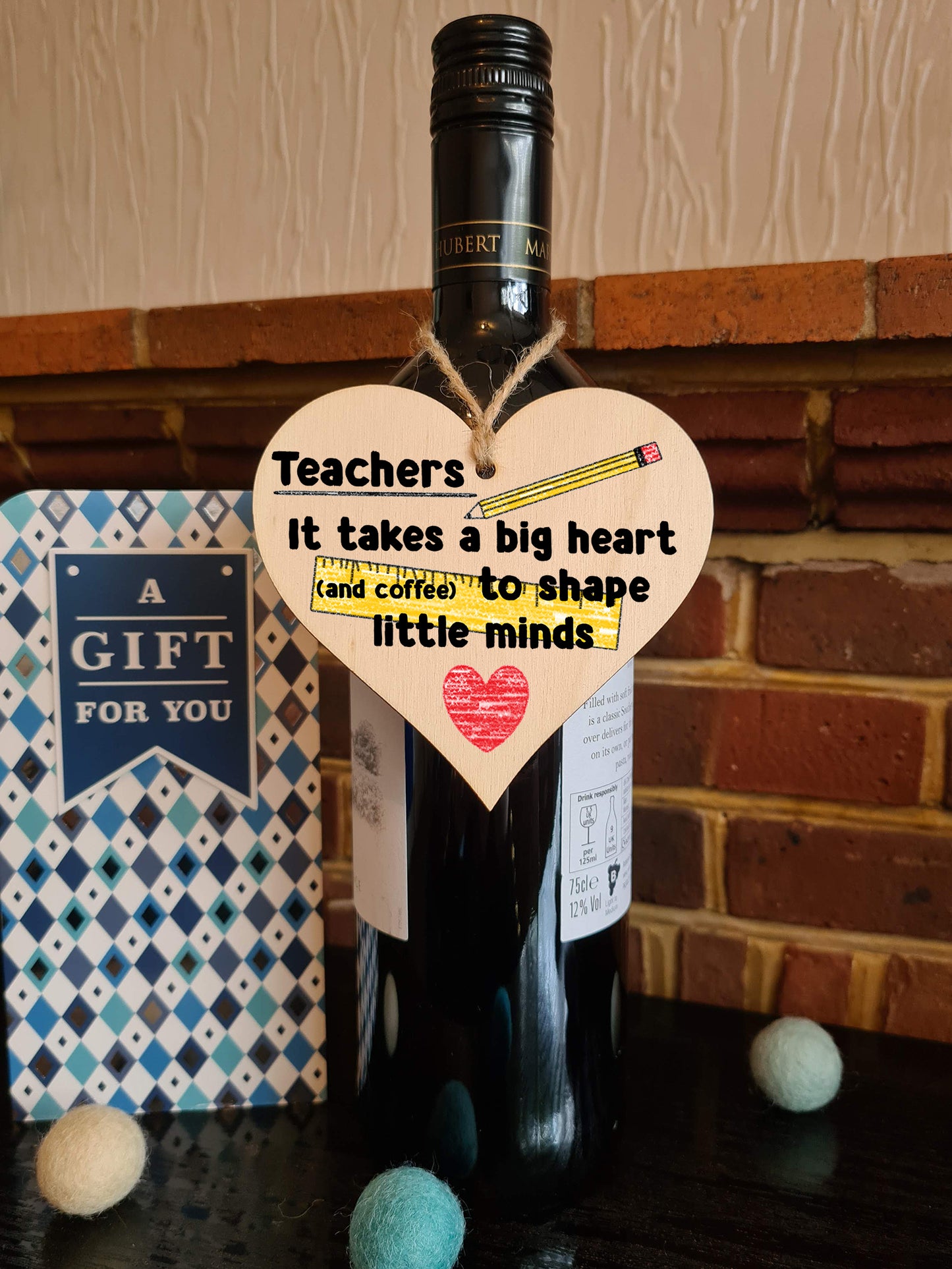Handmade Wooden Hanging Heart Plaque Gift for a Great Teacher Funny Thank You Keepsake