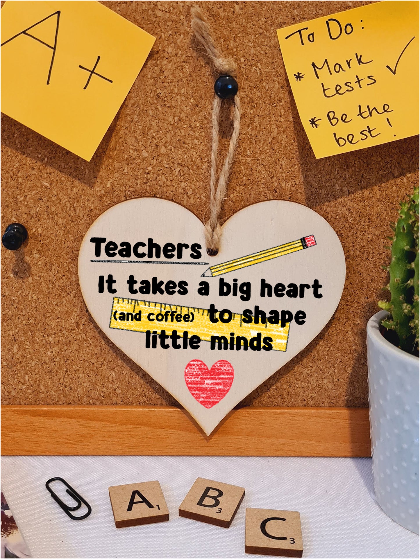 Handmade Wooden Hanging Heart Plaque Gift for a Great Teacher Funny Thank You Keepsake