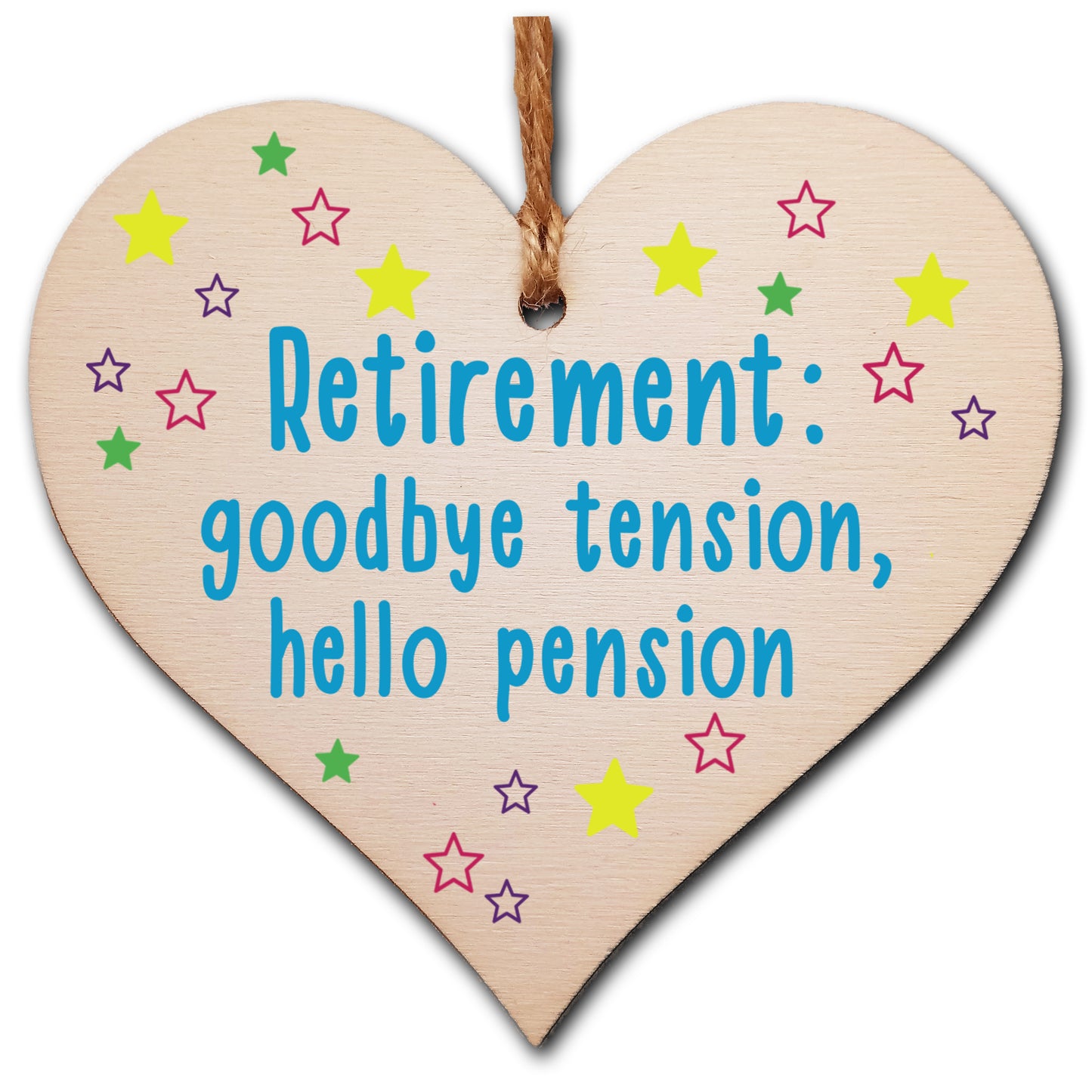 Handmade Wooden Hanging Heart Plaque Gift Goodbye Teansion Hello Pension Retirement Leaving Present Colleague Card Alternative