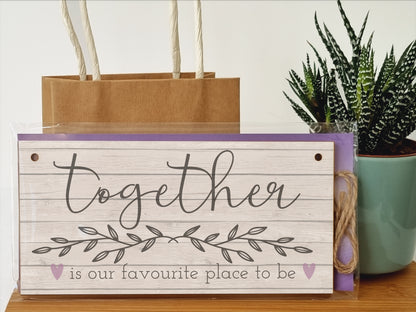 Together Favourite Place To Be Decorative Rustic Handmade Wooden Plaque Home Décor Hanging Sign Family Kitchen Gift