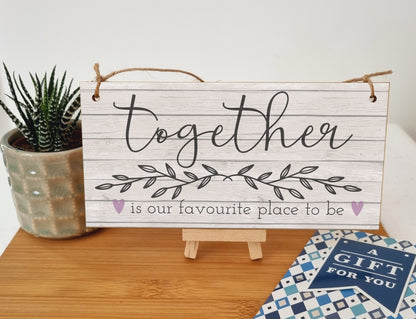 Together Favourite Place To Be Decorative Rustic Handmade Wooden Plaque Home Décor Hanging Sign Family Kitchen Gift