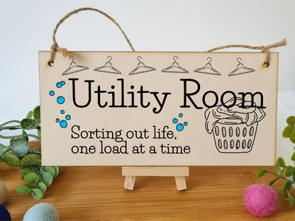 Handmade Wooden Hanging Wall Plaque Utility Room Sorting Out Life Funny Decorative Sign Kitchen Washing Room