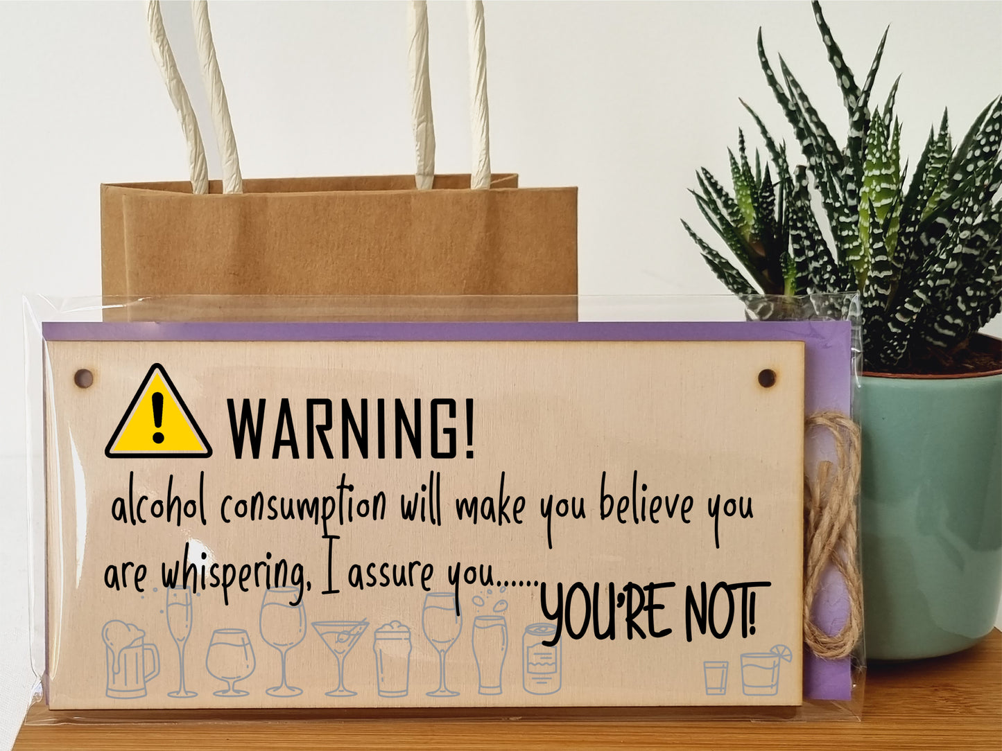 Handmade Wooden Hanging Wall Plaque Warning Alcohol Make You Think You Are Whispering Rude Funny Sign Home Bar