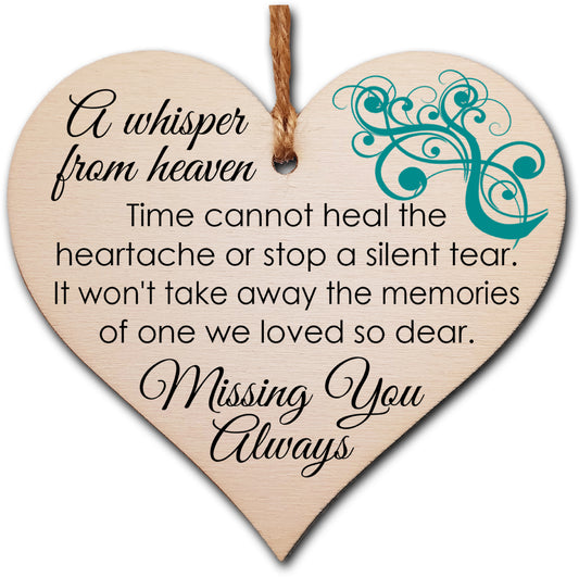 Handmade Wooden Hanging Heart Plaque Gift to Remember Lost Loved Ones