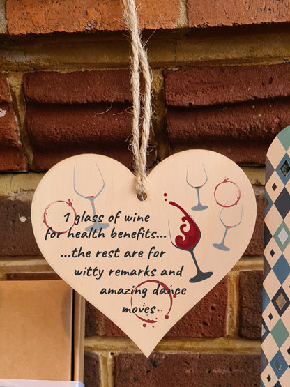 Handmade Wooden Hanging Heart Plaque Gift Wine Glass Dance Moves Funny Novelty Card Alternative Wall Hanger Bottle Decoration