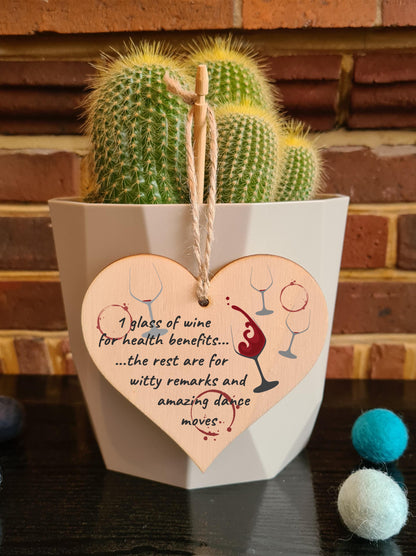 Handmade Wooden Hanging Heart Plaque Gift Wine Glass Dance Moves Funny Novelty Card Alternative Wall Hanger Bottle Decoration