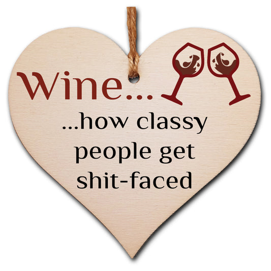 Handmade Wooden Hanging Heart Plaque Gift Perfect for Wine Lovers Novelty Funny Keepsake