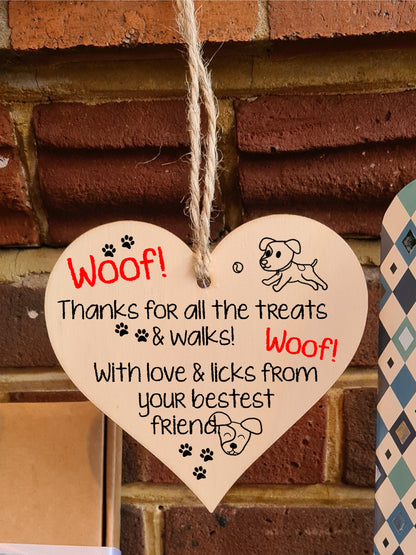 Handmade Wooden Hanging Heart Plaque Gift for Dad this Fathers Day Dog Novelty Fun Keepsake