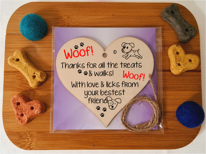 Handmade Wooden Hanging Heart Plaque Gift for Dad this Fathers Day Dog Novelty Fun Keepsake