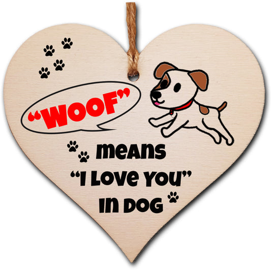 Handmade Wooden Hanging Heart Plaque Gift for Someone Special Dog Novelty Keepsake Mum and Dad from Kids