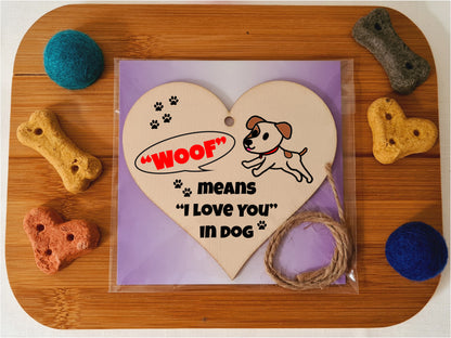 Handmade Wooden Hanging Heart Plaque Gift for Someone Special Dog Novelty Keepsake Mum and Dad from Kids