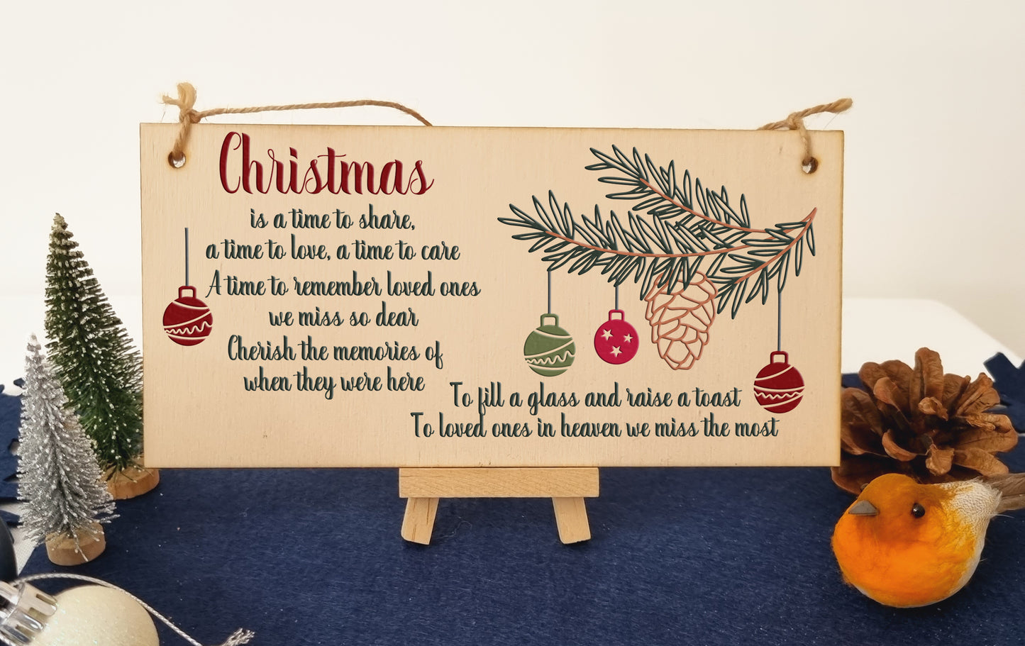 Christmas Time to Share Remember Loved Ones Sympathy Remembrance Decorative Sign Handmade Wooden Hanging Wall Plaque Gift