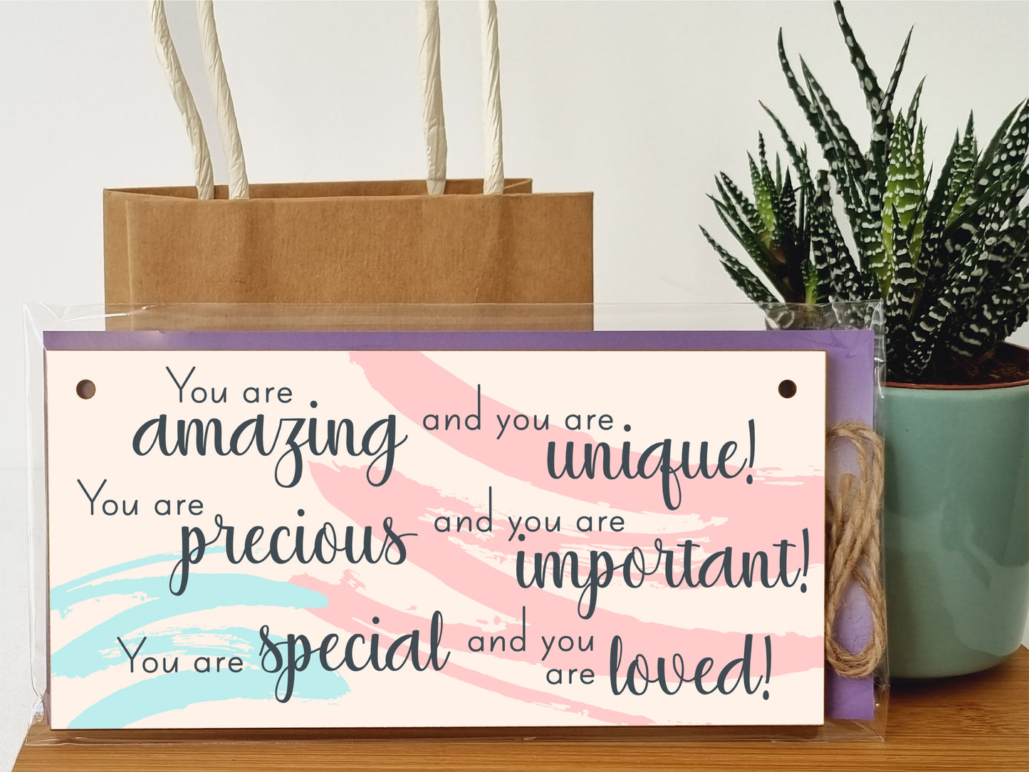 Handmade Wooden Hanging Wall Plaque You Are Amazing Unique Special Important Loved Inspirational Decorative Sign