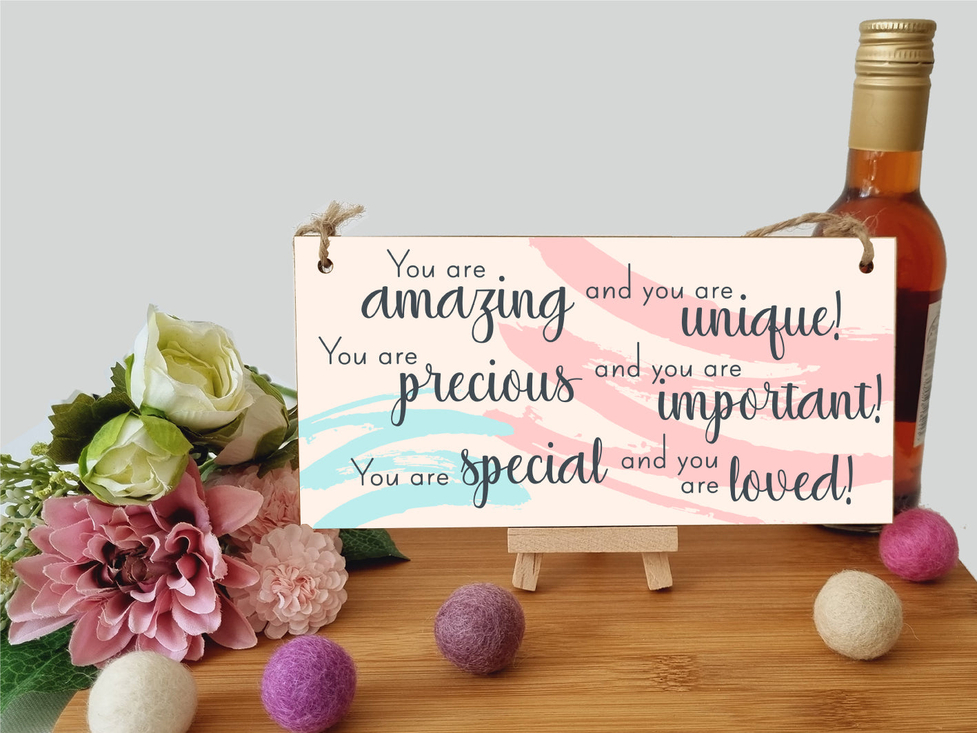 Handmade Wooden Hanging Wall Plaque You Are Amazing Unique Special Important Loved Inspirational Decorative Sign