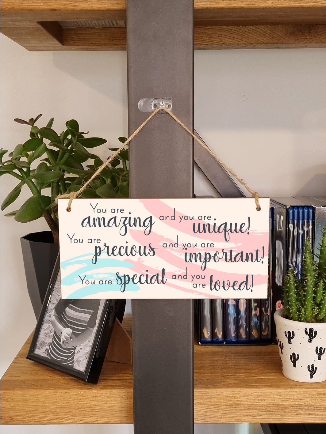 Handmade Wooden Hanging Wall Plaque You Are Amazing Unique Special Important Loved Inspirational Decorative Sign